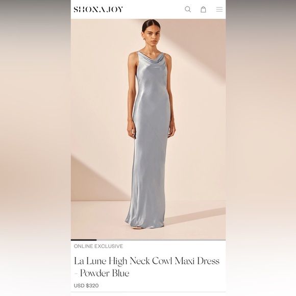 Shona Joy | Dresses | Shona Joy La Lune High Neck Cowl Maxi Dress Powder  Blue Size 4 | Poshmark